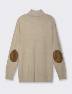 Piazza Italia Maglia girocollo filato premium regular fit con toppe effetto suede - Beige Online