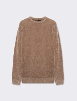 Piazza Italia Maglia girocollo in ciniglia regular fit con costina al collo, ai polsi e al fondo - tortora Grigio New