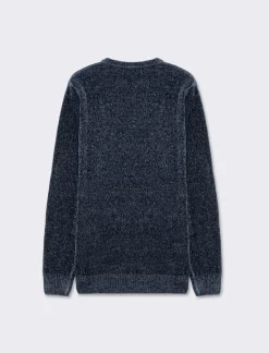 Piazza Italia Maglia girocollo in ciniglia regular fit con costina al collo, ai polsi e al fondo - Avion Blu Online