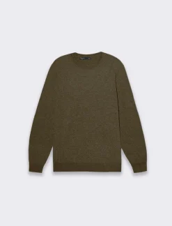 Piazza Italia Maglia girocollo in ciniglia a coste, regular fit - kaki Verde Cheap