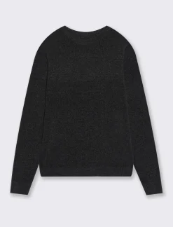 Piazza Italia Maglia girocollo in ciniglia lavorazione jacquard - Nero New