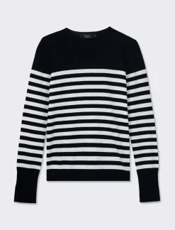 Piazza Italia Maglia girocollo in maglia fine di viscosa con motivo a righe - var 1 Online