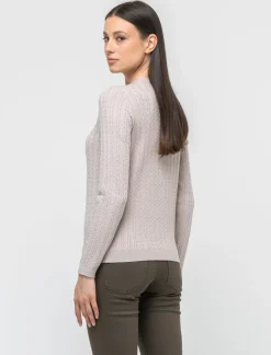 Piazza Italia Maglia girocollo in morbido filato con motivo a treccia - Sabbia Beige Outlet