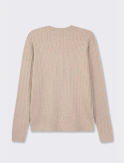 Piazza Italia Maglia girocollo in morbido filato con motivo a treccia - Sabbia Beige Outlet