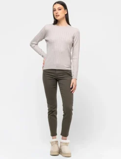 Piazza Italia Maglia girocollo in morbido filato con motivo a treccia - Sabbia Beige Outlet