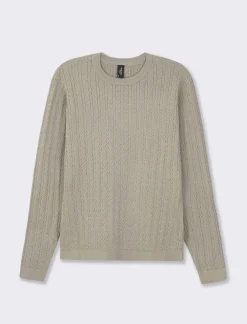 Piazza Italia Maglia girocollo in morbido filato con motivo a treccia - Verdino Verde Cheap