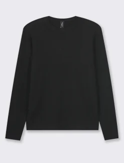 Piazza Italia Maglia girocollo in morbido filato con motivo a treccia vestibilità slim - Nero Cheap