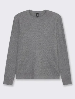 Piazza Italia Maglia girocollo in morbido filato con motivo a treccia vestibilità slim - melange Grigio Shop