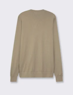 Piazza Italia Maglia girocollo in puro cotone premium con costina al collo, ai polsi e al fondo - kaki Verde Fashion