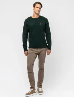 Piazza Italia Maglia girocollo lavorazione a trecce con ricamo sul petto, regular fit - scuro Verde Online