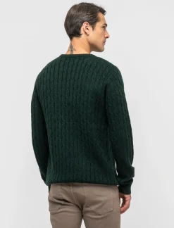 Piazza Italia Maglia girocollo lavorazione a trecce con ricamo sul petto, regular fit - scuro Verde Online