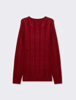 Piazza Italia Maglia girocollo, lavorazione jacquard,fantasia trecce, regular fit - Ciliegia Rosso Shop