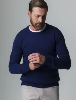 Piazza Italia Maglia girocollo lavorazione rasata, filato premium regular fit - Blu Cheap