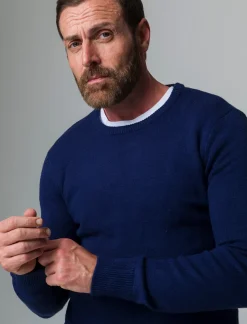 Piazza Italia Maglia girocollo lavorazione rasata, filato premium regular fit - Blu Cheap