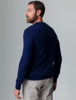 Piazza Italia Maglia girocollo lavorazione rasata, filato premium regular fit - Blu Cheap