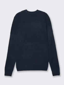 Piazza Italia Maglia girocollo lavorazione a trecce regular fit con costine - Blu Cheap