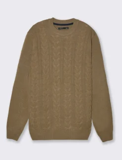 Piazza Italia Maglia girocollo lavorazione a trecce regular fit con costine - Grigio fango Best