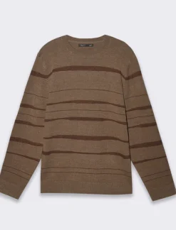 Piazza Italia Maglia girocollo lavorazione jacquard fantasia astratta regular fit - fango Grigio Outlet