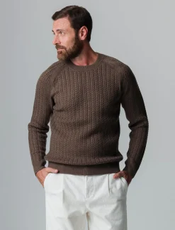 Piazza Italia Maglia girocollo lavorazione jacquard a trecce regular fit - fango Grigio Shop