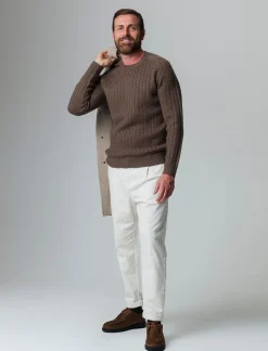 Piazza Italia Maglia girocollo lavorazione jacquard a trecce regular fit - fango Grigio Shop