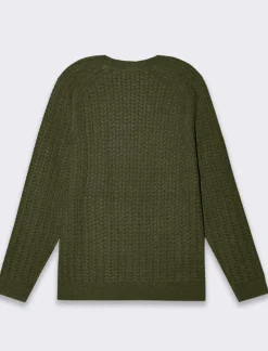 Piazza Italia Maglia girocollo lavorazione jacquard a trecce regular fit - Verde Discount