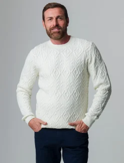 Piazza Italia Maglia girocollo lavorazione jacquard fantasia a rombi regular fit - panna Bianco Discount