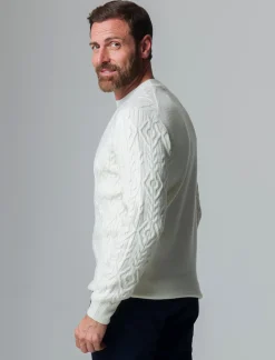 Piazza Italia Maglia girocollo lavorazione jacquard fantasia a rombi regular fit - panna Bianco Discount