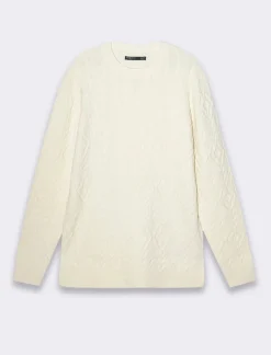 Piazza Italia Maglia girocollo lavorazione jacquard fantasia a rombi regular fit - panna Bianco Discount