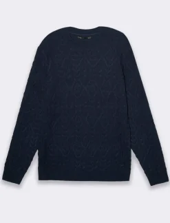 Piazza Italia Maglia girocollo lavorazione jacquard fantasia a rombi regular fit - Blu Shop