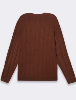 Piazza Italia Maglia girocollo lavorazione jacquard atrecce e coste regular fit - Moka Marrone Store