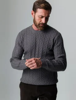 Piazza Italia Maglia girocollo lavorazione jacquard atrecce e coste regular fit - mel. Grigio Best Sale