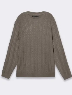 Piazza Italia Maglia girocollo lavorazione jacquard atrecce e coste regular fit - mel. Grigio Best Sale