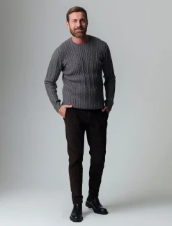 Piazza Italia Maglia girocollo lavorazione jacquard atrecce e coste regular fit - mel. Grigio Best Sale