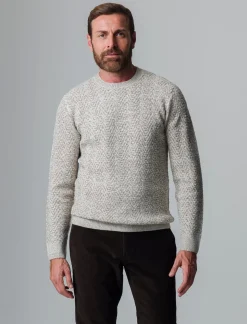 Piazza Italia Maglia girocollo lavorazione jacquard fantasia zig zag regular fit - ecru Beige New