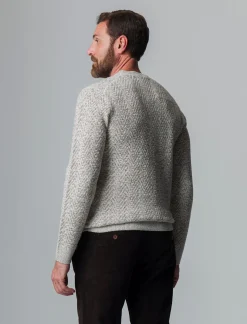 Piazza Italia Maglia girocollo lavorazione jacquard fantasia zig zag regular fit - ecru Beige New