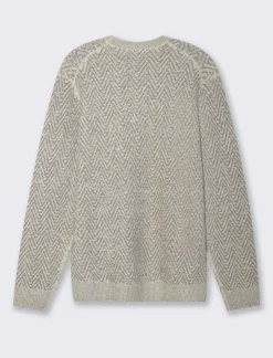 Piazza Italia Maglia girocollo lavorazione jacquard fantasia zig zag regular fit - ecru Beige New