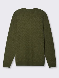 Piazza Italia Maglia girocollo lavorazione jacquard fantasia zig zag regular fit - militare Verde Shop