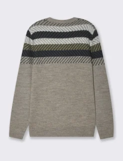 Piazza Italia Maglia girocollo lavorazione jacquard, fantasia a righe - fango Grigio Outlet