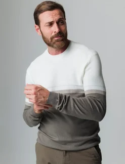 Piazza Italia Maglia girocollo lavorazione jacquard fantasia a fasce, regular fit - fango Grigio Fashion