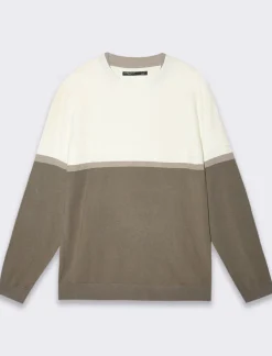 Piazza Italia Maglia girocollo lavorazione jacquard fantasia a fasce, regular fit - fango Grigio Fashion