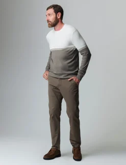 Piazza Italia Maglia girocollo lavorazione jacquard fantasia a fasce, regular fit - fango Grigio Fashion