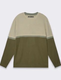 Piazza Italia Maglia girocollo lavorazione jacquard fantasia a fasce, regular fit - militare Verde Cheap