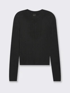 Piazza Italia Maglia girocollo manica lunga lavorata con filo metallizzato vestibilità slim - Nero Clearance