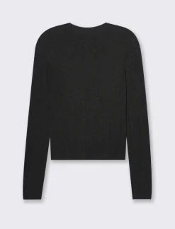 Piazza Italia Maglia girocollo manica lunga lavorata con filo metallizzato vestibilità slim - Nero Clearance