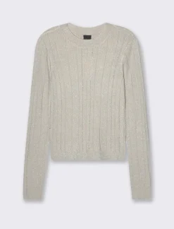 Piazza Italia Maglia girocollo manica lunga lavorata con filo metallizzato vestibilità slim - perla Bianco Cheap