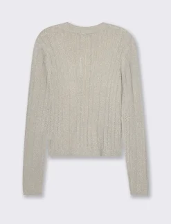 Piazza Italia Maglia girocollo manica lunga lavorata con filo metallizzato vestibilità slim - perla Bianco Cheap