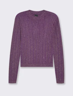 Piazza Italia Maglia girocollo manica lunga lavorata con filo metallizzato vestibilità slim - Viola Best