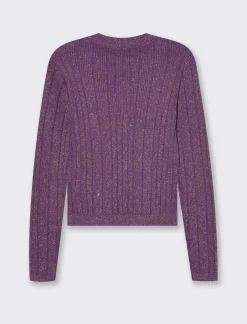 Piazza Italia Maglia girocollo manica lunga lavorata con filo metallizzato vestibilità slim - Viola Best