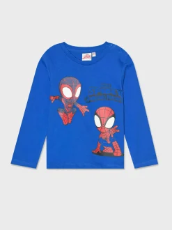 Piazza Italia Maglia girocollo manica lunga con stampe dei personaggi Marvel e Spidey - Blu Hot