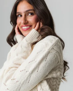 Piazza Italia Maglia girocollo manica lunga e fondo a costa elastica - Avorio Beige Clearance